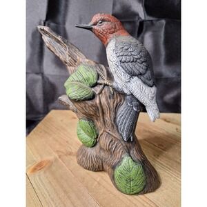 Tree Stump Color Unbranded | Accents | Vintage Red Headed Woodpecker Ceramic Figurine ...
